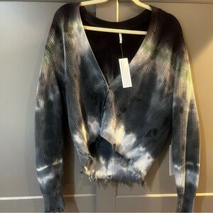 NWT “Young fabulous & Broke“ Tie-Dye Blue - Button Cardigan